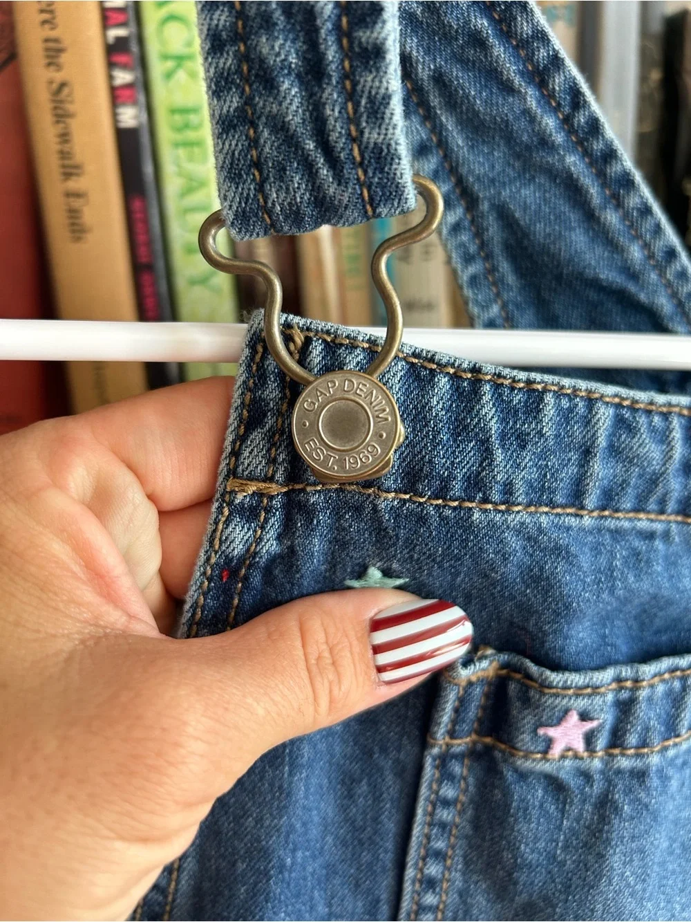 GAP Denim Overalls in Classic Blue with Navy Label